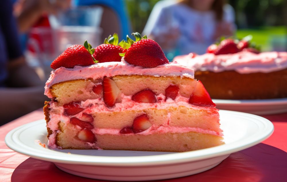 Fresh strawberry frosting cake