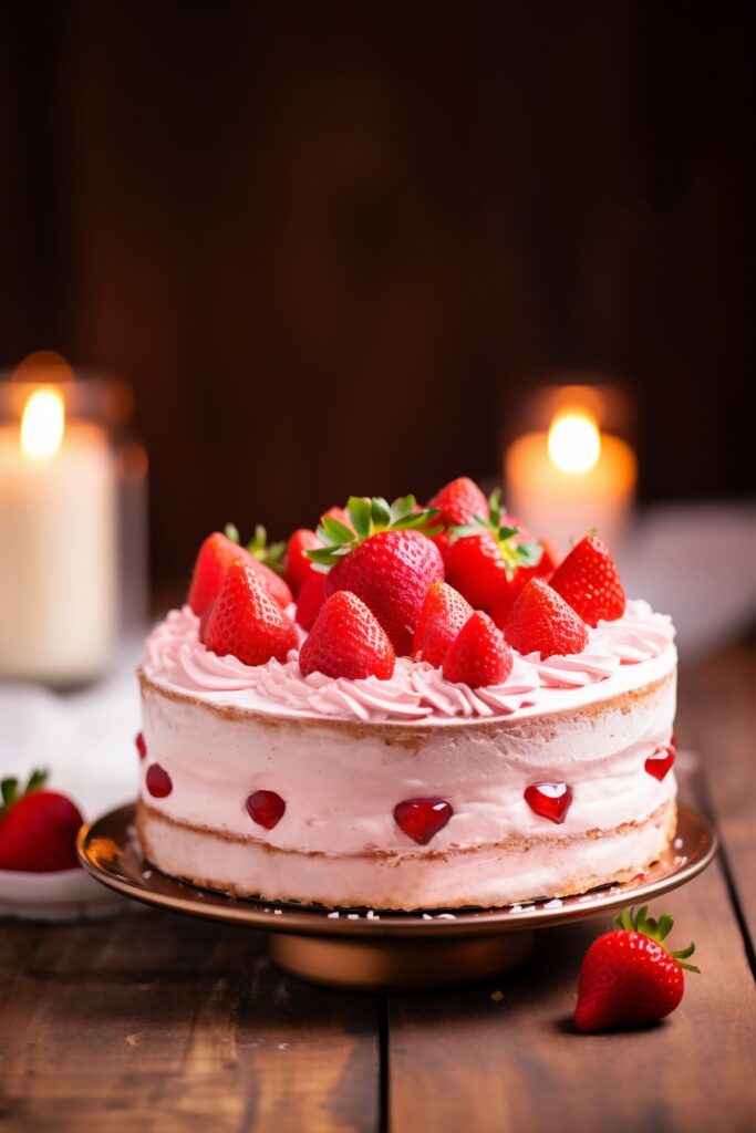 Fresh strawberry frosting cake