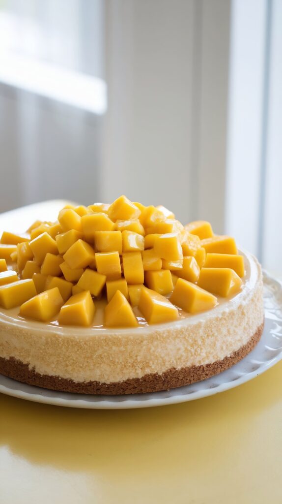 Mango Cheesecake with Fresh Mango Topping