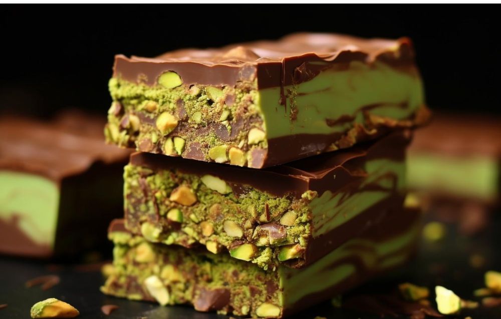 Homemade pistachio chocolate bars